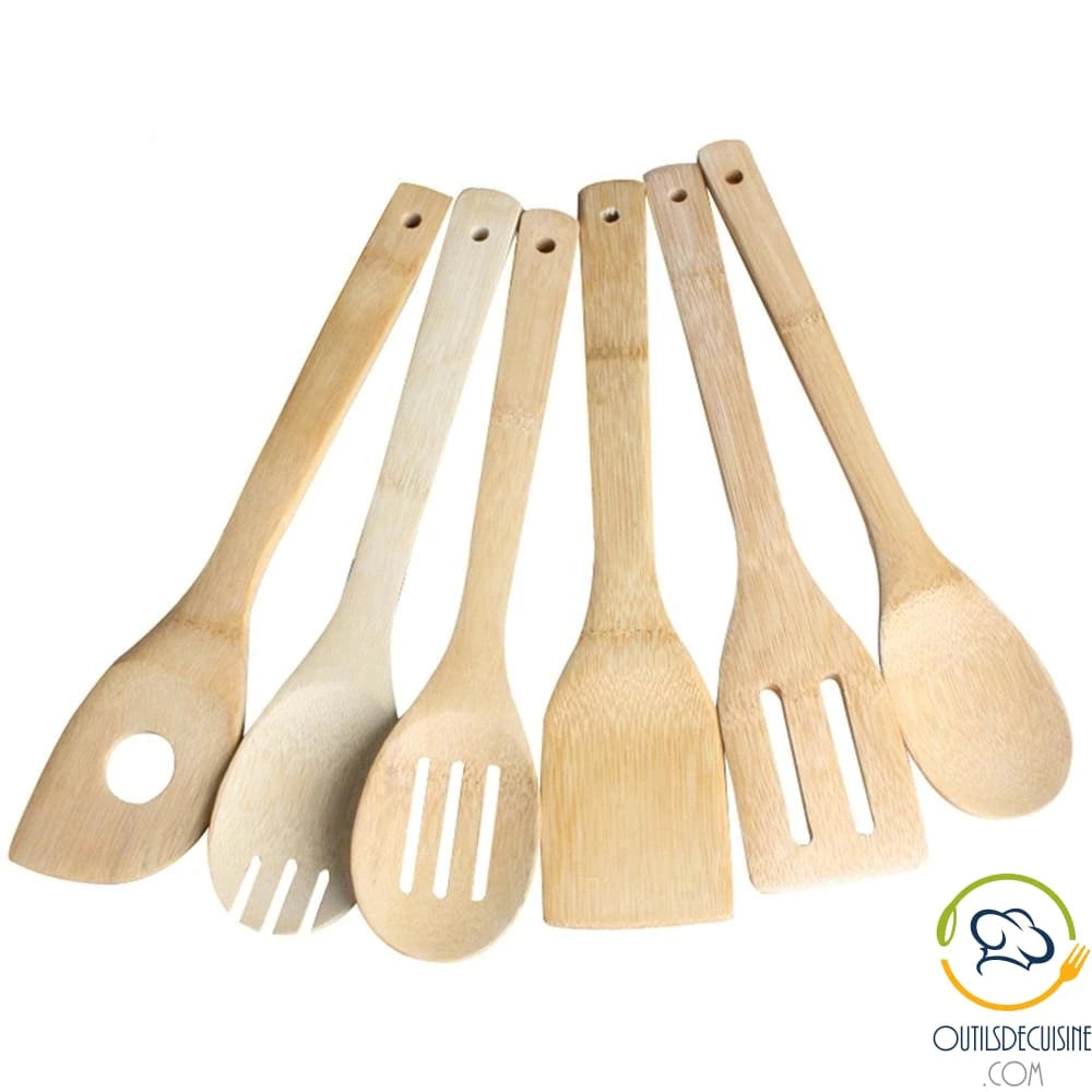 Lot de 6 spatules de cuisine en bambou –