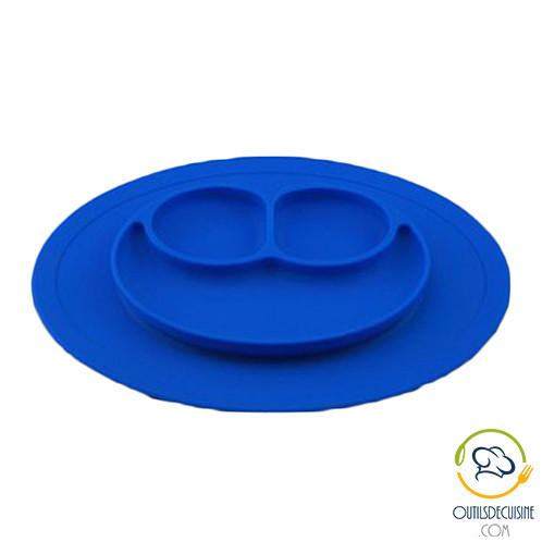Plate - Smiley Compartmented Baby Silicone Plate - Eat Will Give Smile!