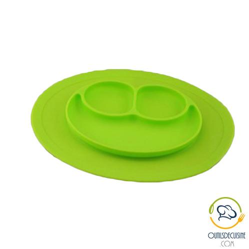 Plate - Smiley Compartmented Baby Silicone Plate - Eat Will Give Smile!