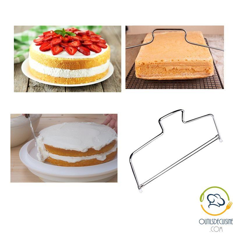 FAISDU – coupe-gâteau à fil réglable en acier inoxydable, outils de  décoration de gâteaux, beurre de