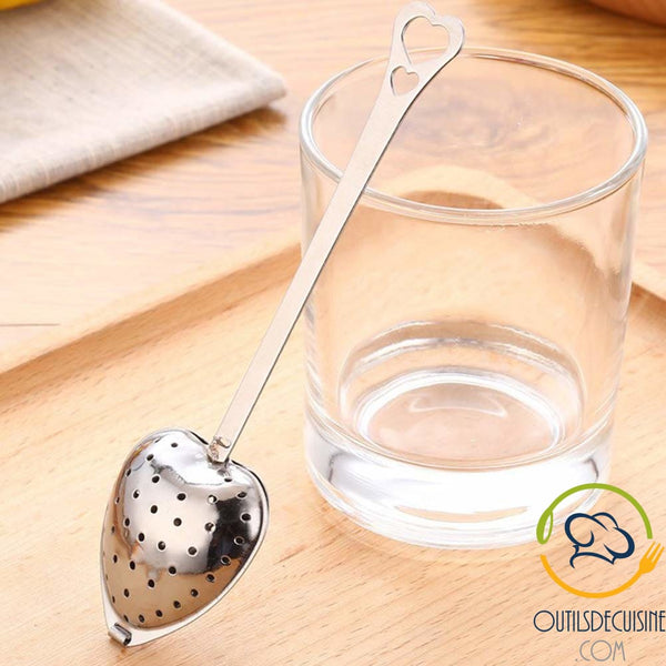 Spoon Strainer Filter Tea Infuser Handle With Stainless Steel Heart - Wedding Gift Idea
