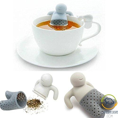 Food grade silicone tea strainer filter odorless for herbal tea in the shape of a stick man