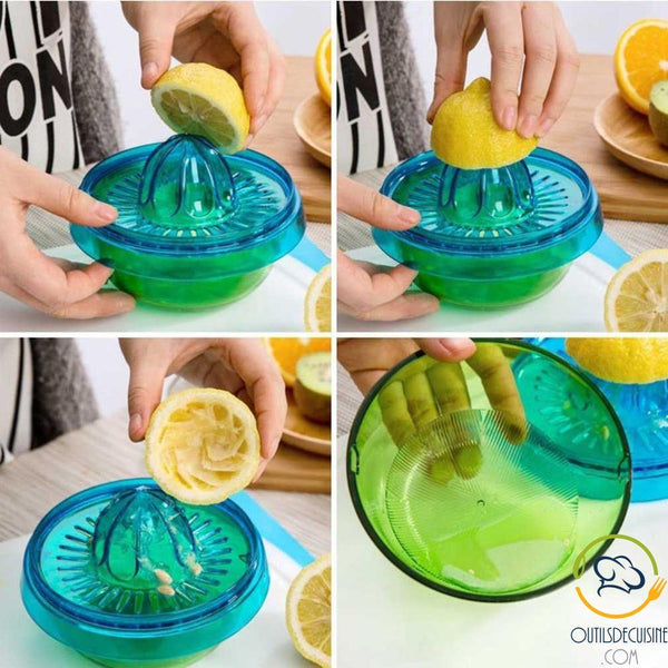 All-In-One Kitchen Gadget: Bowl, Covered Tray, Orange Press, Vegetable Cutter, Vegetable Grater, Colander, Lemon Squeegee