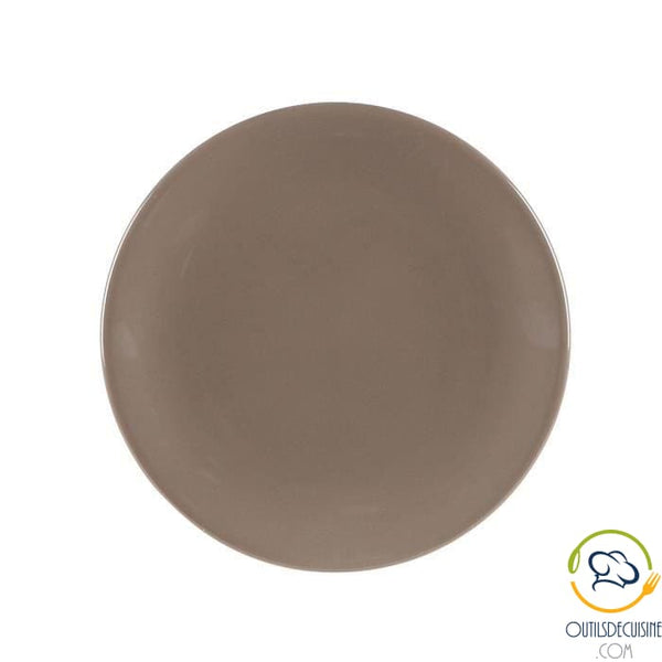 Lot 6 20cm Earthenware Dessert Plates - Taupe Chocolat Tableware Culinary Articles