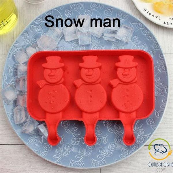 Silicone Ice Mold With 20 Snowman Sticks