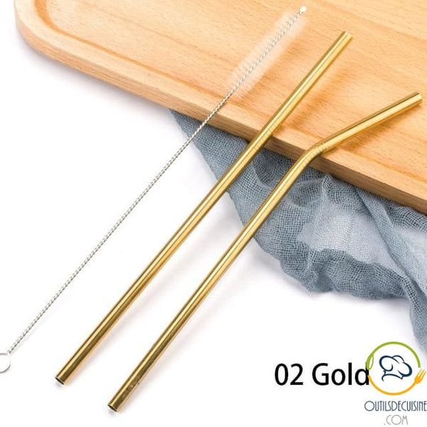 Reusable Colored Straws In Stainless 02 Gold