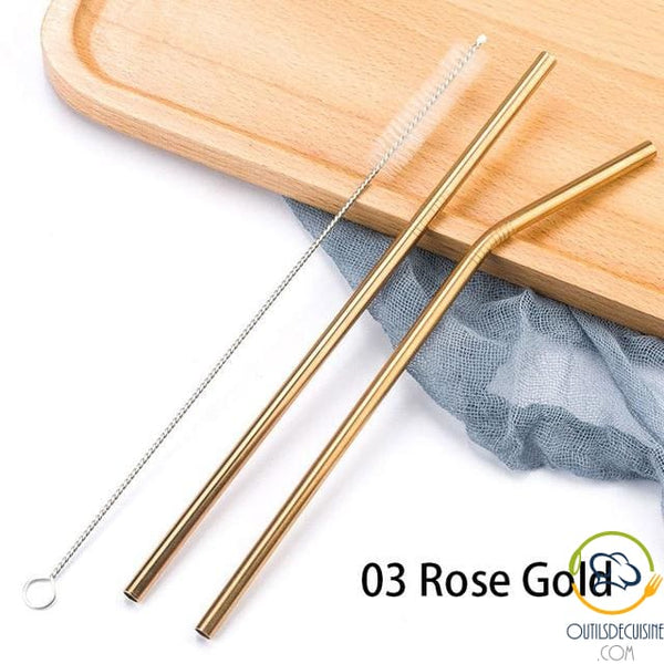Reusable Colored Straws In 03 Golden Rose Gold