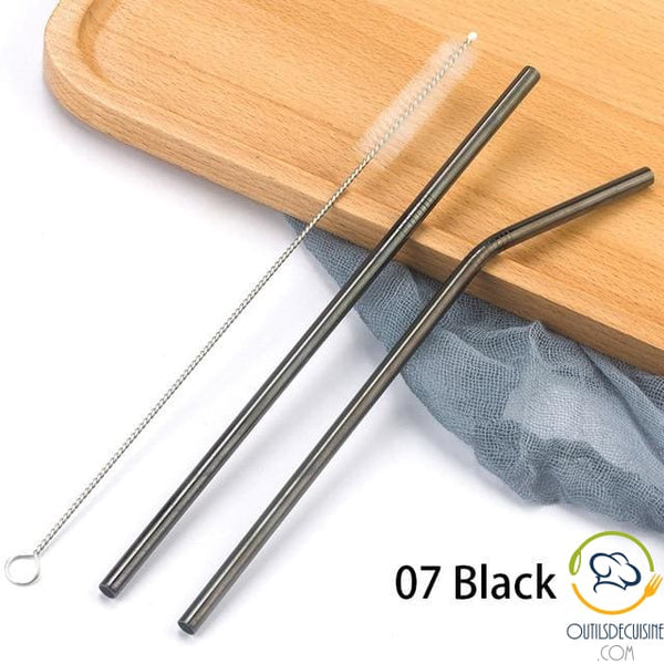 Reusable Colored Straws In Stainless 07 Black
