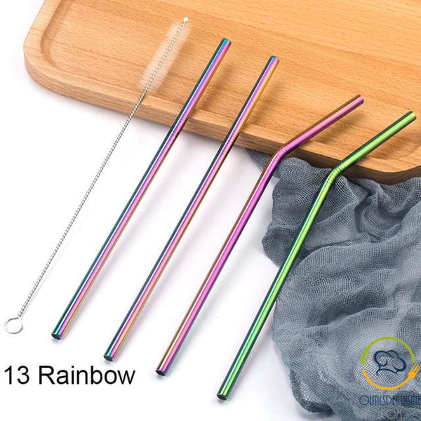Reusable Colored Straws In Stainless 13 Arc Sky