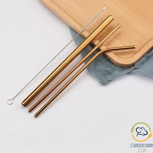 Reusable Colored Straws In 19 Golden Rose Gold