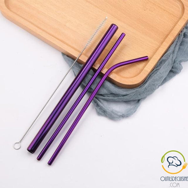 Reusable Colored Straws In Stainless 20 Purple