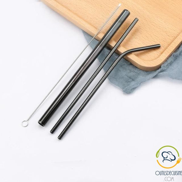 Reusable Colored Straws In Stainless 23 Black