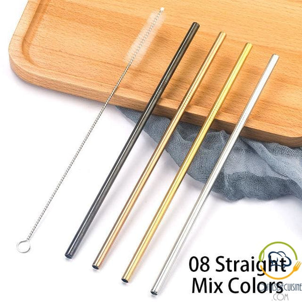 Reusable Colored Straws In Stainless 8 Melange