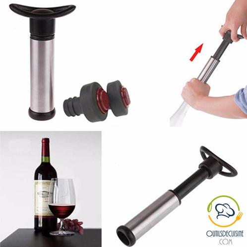 Pompe à vide Scelleuse sous vide pour bouteilles de vin - Comprend 2  bouchons à vin