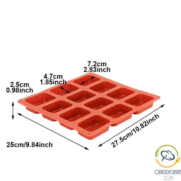 Rectangle Cake Mold 12 Silicone Cavities