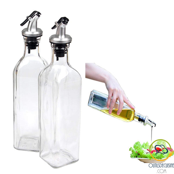 Bouteille d'huile d'olive en verre avec distributeur d'huile de mesure de