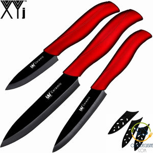 Set Of 3 Knives In Ceramic: Peeler / Utility / Slicer + Blade Covers