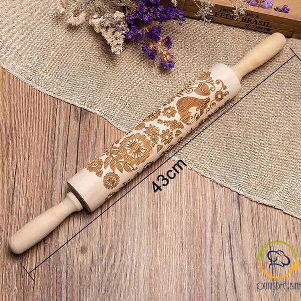 Roll Wooden Pastry With Pattern 43 Cm