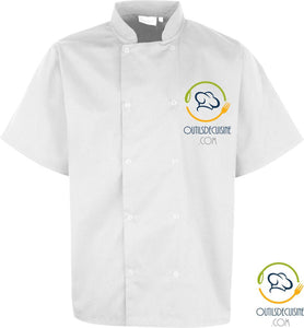 Unisex> Workwear - Short Sleeve Chef's Jacket with Snap Buttons