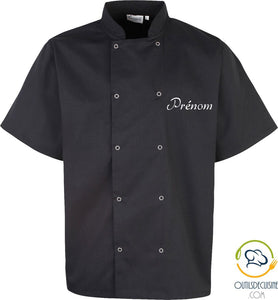 Unisex> Workwear - Short Sleeve Chef Jacket with Customizable Snap Buttons